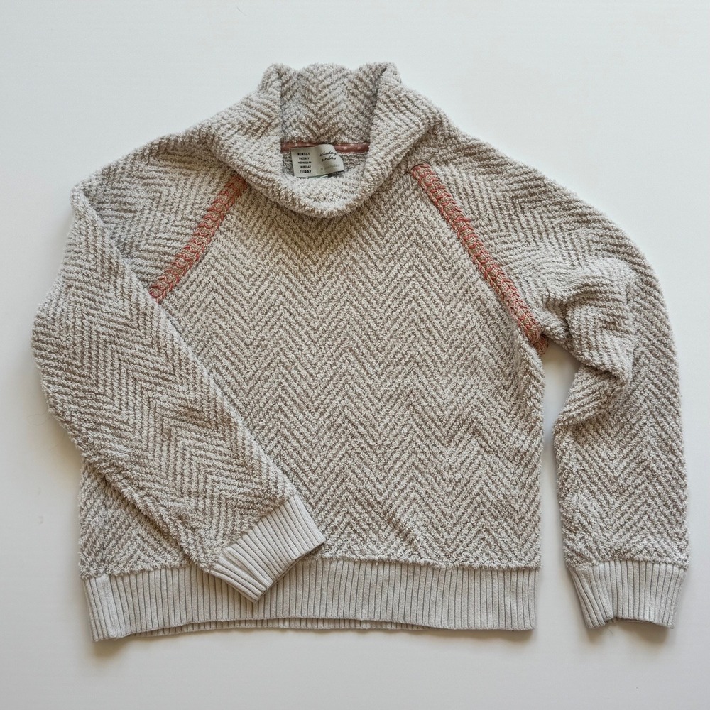 Anthropologie Saturday Sunday Textured Chevron Cowl Neck Pullover Sweater XS